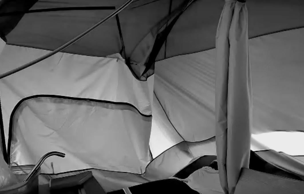 Inside the family's tent in Sumba, which Cyclone Seroja later brought down